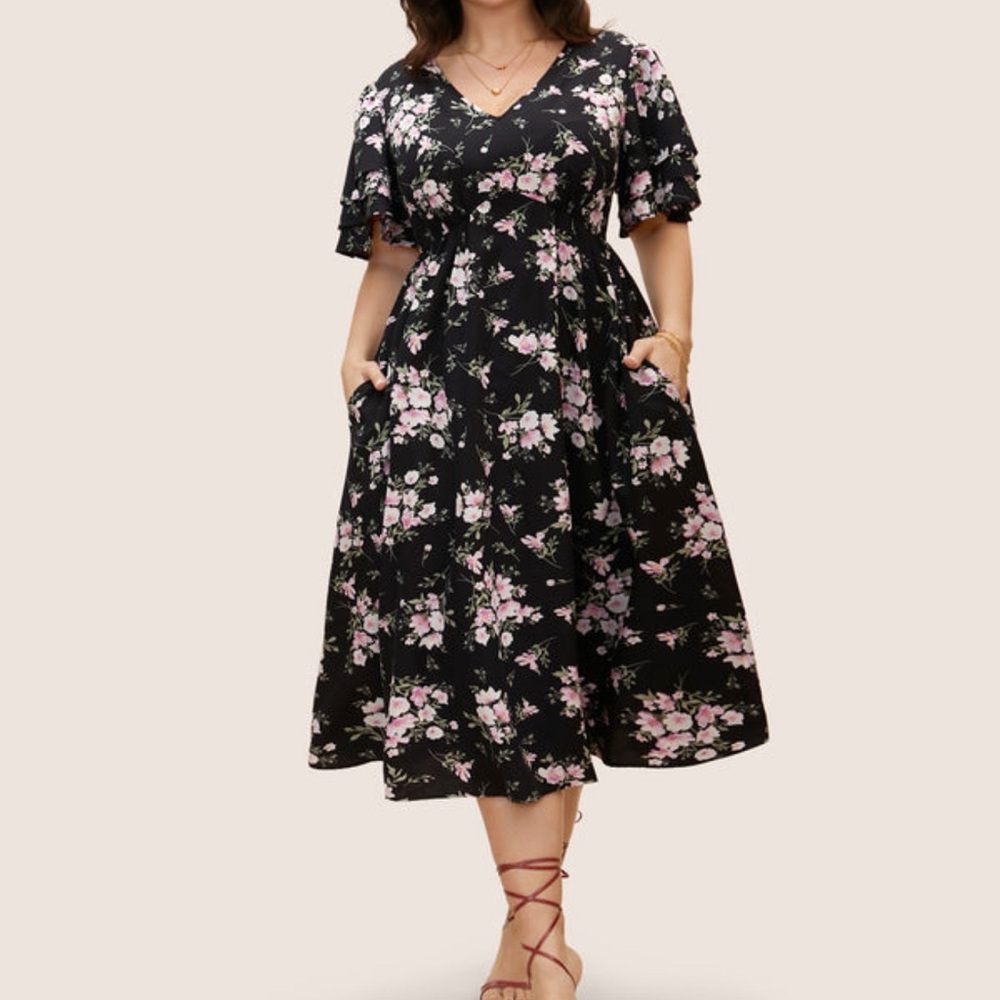 BloomChic women’s plus size 18/20 2X black floral dress
